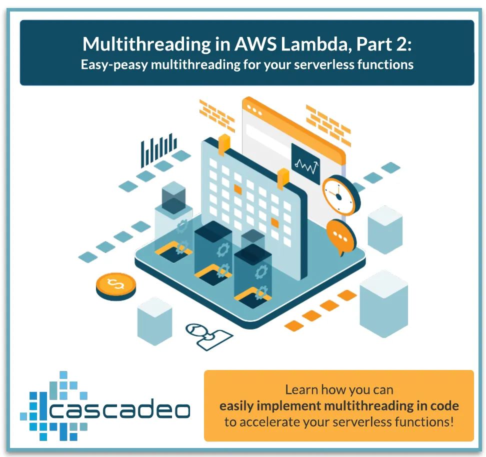 Graphic with text that reads: Multithreading in AWS Lambda Part 2: Easy-peasy multithreading for your serverless functions