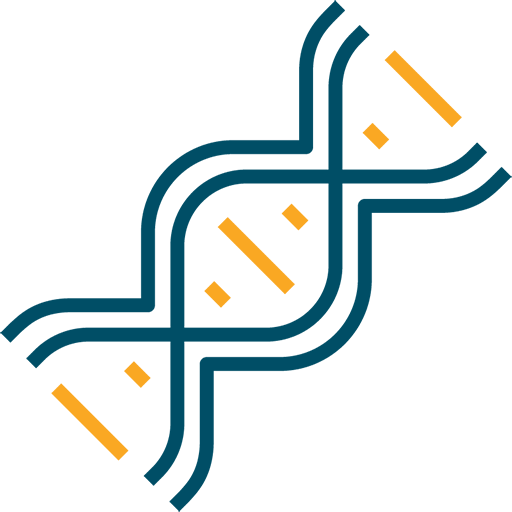 Line art graphic of a segment of DNA.