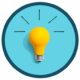 Decorative image of a yellow lightbulb in a blue circle